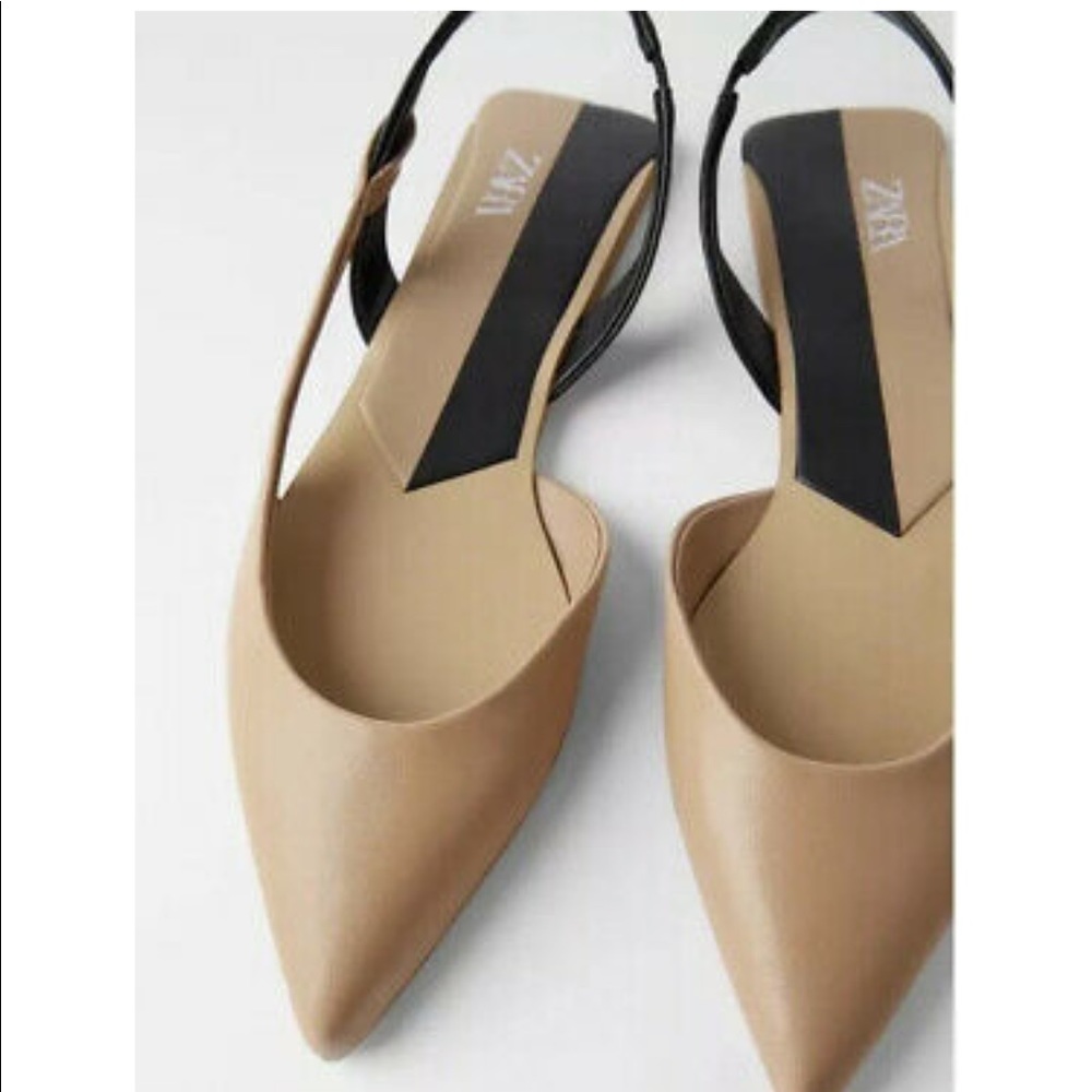 NWT ! Zara color block sling back flats size 38